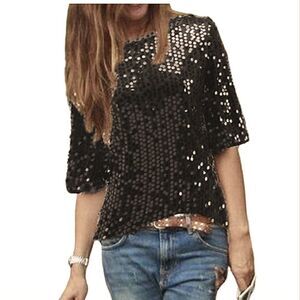 J CREW  Sequined  Boatneck Top